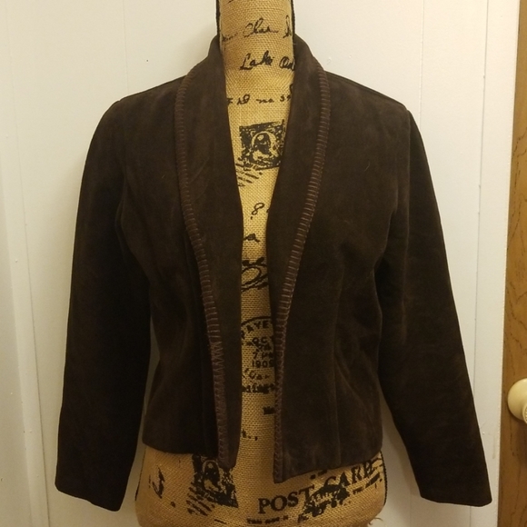 Gypsy Boho Western Vintage 90s Brown Suede Blazer - Picture 1 of 5